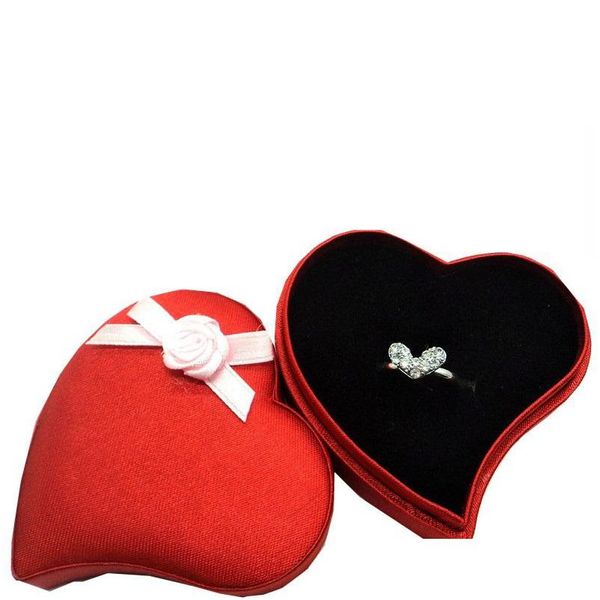 Boîtes à bijoux Boîte à bagues d'amour Rouge Satin Anniversaire Mode Cadeau haut de gamme Drop Delivery Emballage Affichage Dhgarden Dhhjk