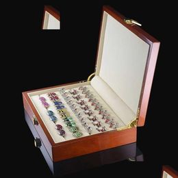 Boîtes à bijoux Boutons de manchette de luxe Coffret cadeau 20 paires Capacité de haute qualité en bois peint authentique 240x180x55mm livraison directe Dhucm