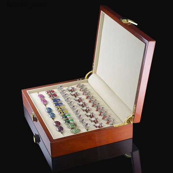 Boîtes à bijoux Boutons de manchette de luxe Coffret cadeau 20 paires Capacité Boîte de boutons de manchette Boîte en bois peint de haute qualité Authentique 240 * 180 * 55 mm Livraison gratuite Q231109