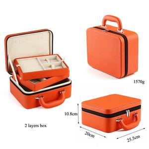 Jewelry Boxes Luxury Handheld Organizer Travel Jewellery Case Portable Box PU Storage Earring Holder 230710