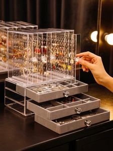 Boîtes de bijoux Boîtes de bijoux de luxe Organisateur de boucles d'oreilles suspendues Rack Collier Affichage en acrylique