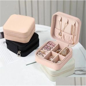 Bo￮tes de bijoux Mini Bo￮te de voyage bijoux Bo￮te de bijoux portable Small Storage Organisateur Bo￮tes d'affichage pour anneaux Colliers d'oreilles Gif Dhkwu