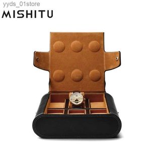 Sieraden Dozen MISHITU Zwart 6 Grids PU Lederen Opbergdoos met Fluwelen Organizer Case Sieraden Display Box L240323