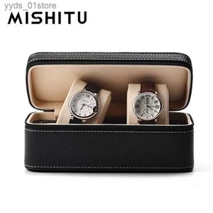 Sieraden Dozen MISHITU Dubbele Positie Opbergdoos voor Pols Display Organizer Business es Opslag Geschenkdoos Heren es Case L240323