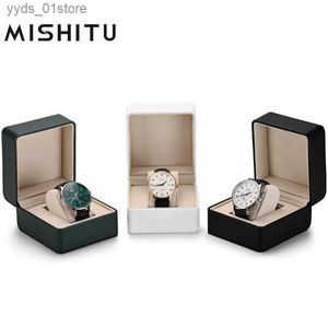 Boîtes à bijoux MISHITU boîte de mode boîte de rangement boîte de poignet velours PU boîte en cuir avec oreiller organisateur de bijoux boîte-cadeau L240323