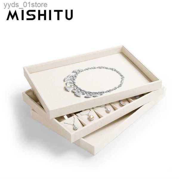 Boîtes à bijoux MISHITU bijoux présentoir empilable bijoux plateau ensemble collier pendentif anneaux boucles d'oreilles plateaux de rangement vitrine affichage organisateur L240323