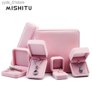 Boîtes à bijoux MISHITU boîte à bijoux en velours rose pour bague boucles d'oreilles collier emballage accessoires d'affichage compteur affichage décoration exquise L240323