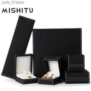 Boîtes à bijoux MISHITU PU cuir noir boîte à bijoux bague//collier boîte INS style magnifique boîte d'affichage de bijoux surprise pour petite amie L240323