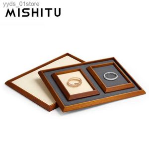 Sieradendozen MISHITU Massief houten sieradendisplaybakje Ring Oorbellen Ketting Sieraden Drer Organizer Box Etalage Juwelendisplaybakje L240323