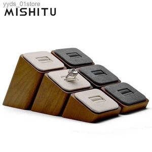 Boîtes à bijoux MISHITU boîte de rangement de bagues en bois massif avec porte-bijoux en microfibre boucles d'oreilles mallette de rangement boîte d'affichage de bijoux personnalisée L240323