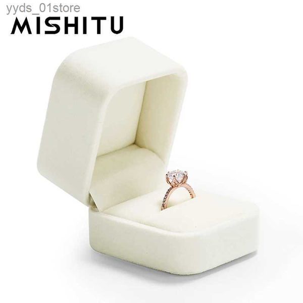 Cajas de joyería MISHITU Caja de pendientes de felpa blanca para mujer Anillos de pareja Caja de almacenamiento Colgante Collar grande Caja de cadena larga Organizador de joyas L240323