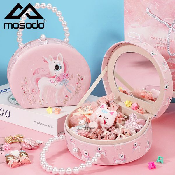 Boîtes à bijoux Mosodo Filles Licorne Bijoux Organisateur Cas Perle Sac À Main Cheveux Accessoires Boîtes De Rangement Anneaux Présentoir Avec Miroir Cadeaux 230215