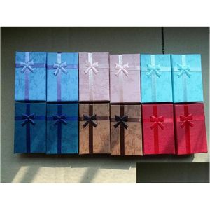 Cajas de joyería Mticolor Fancy Bowtie Box Collar Colgante Anillo Pendiente Regalo de Navidad Embalaje Drop Entrega Display Dhgarden Dhwuj