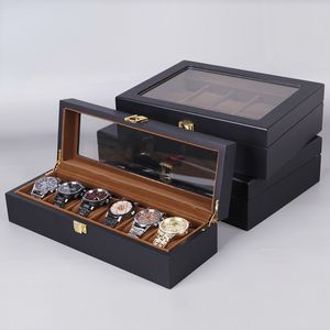 Joyas de joyas múltiples tragamonedas organizador de almacenamiento de almacenamiento de madera mecánica colchonetas de relojes de visualización cajas de regalo de joyería negra 230815