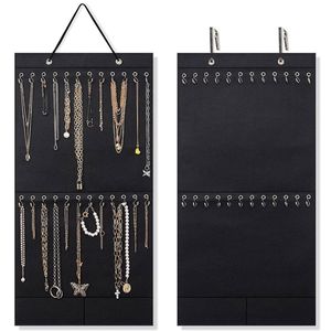 Sieradendozen ketting organizer hangende sieraden organisator vilt decoratieve muur gemonteerde oorbellen armband opslag display houder met 24 haken 230225