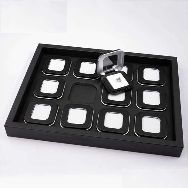Boîtes de bijoux Nouvelle boîte d'affichage d'arrivée pour la pierre précieuse de cuir diamant carré en plastique transparent en plastique en pierre en pierre de pierre de pierre