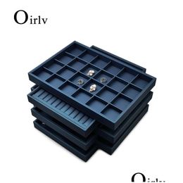 Oir – boîtes à bijoux 12/24 grilles, plateau bleu, présentoir de colliers et bagues, organisateur d'emballage de bracelets en cuir, livraison directe Dh5U2