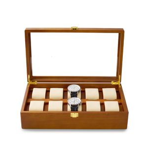 Boîtes à bijoux Oirlv 10 grilles en bois massif bijoux organisateur boîte porte-montre étui de rangement montre boîte d'affichage pour homme femmes regalos para hombre 230728