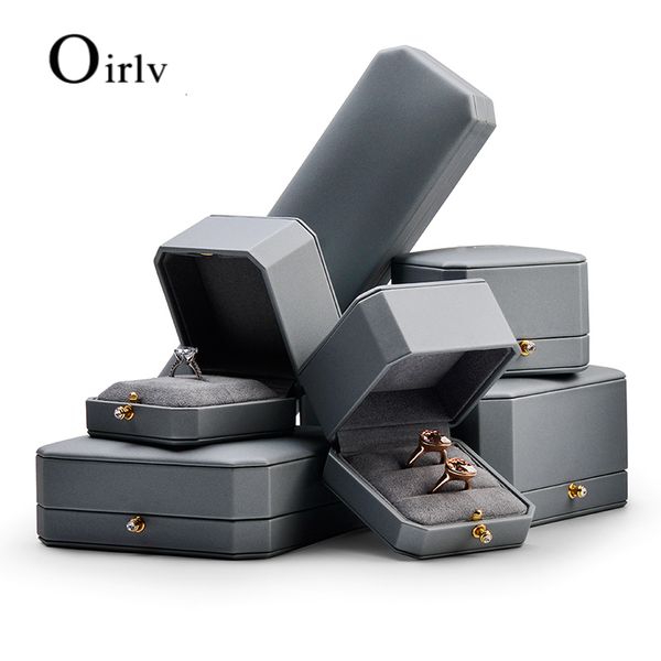 Cajas de joyería Caja de anillo Oirlv para caja de ceremonia de boda Caja Octágono Cierre a presión Regalo 230609