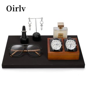 Cajas de joyería Oirlv Soporte de reloj de madera Soporte de madera maciza para relojes de pulsera Caja de almacenamiento de exhibición 231201
