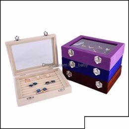 Boîtes à bijoux Emballage Affichage 7 Couleur Veet Bague En Verre Boucle D'oreille Organisateur Boîte Plateau Titulaire De Stockage T200917 873 Q2 Drop Delivery 2021 Pa Dhcgk