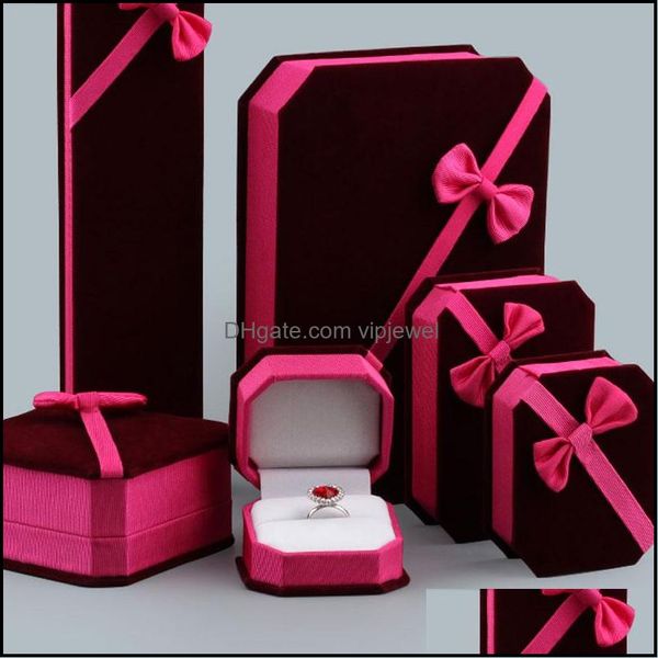 Boîtes à bijoux Emballage Affichage Veet Bowknot Titulaire pour pendentif collier bracelets de charme R Dhjlc