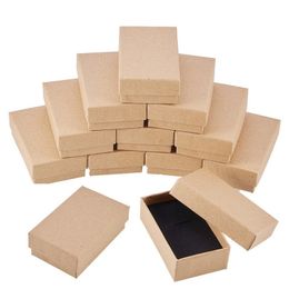 Cajas de joyería pandahall Juego de joyas de cartón Caja para anillo Collar Rectángulo Bronceado 8x5x3cm Negro 9x7x3mm Blanco 7x7x3mm 9x9x3mm 18pcs24pcs 230607