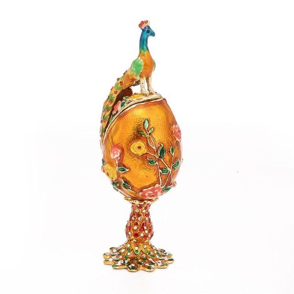 Cajas de joyería con forma de pavo real, serie de huevos, caja de baratija pintada a mano, regalo único para Pascua, decoración del hogar, coleccionable 230609