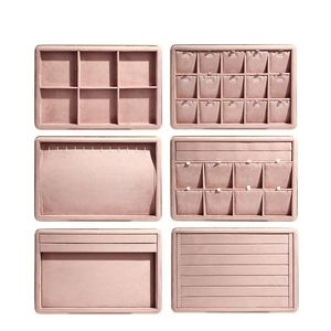 Cajas de joyería Pink Pu Jewelry Display Tray Collar Holder Metal Luxuly Ring Organizador Pendiente Show Stand Mall Watch Show Plate Tray 230515