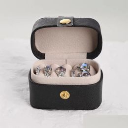 Boîtes à bijoux Mini boîte à bijoux portable Bague Organisateur Boucles d'oreilles Boîte de rangement Emballage Pu Cuir Porte-collier Cadeaux Drop Livraison DHCCY