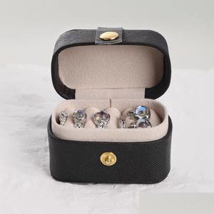 Sieradendozen Draagbare Mini Sieradendoos Ring Organizer Oorbellen Opbergdoos Verpakking Pu Lederen Ketting Houder Geschenken Drop Delivery Dhccy