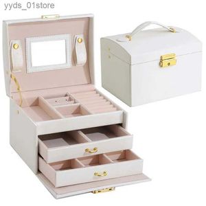 Boîtes à bijoux Boîte à bijoux en cuir de style princesse avec miroir porte-cosmétique étui à bijoux organisateur de bijoux haut de gamme cadeau de mariage Birtay L240323