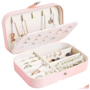 Sieradendozen proteerbare pu lederen doos ketting ring oorbellen opslag organizer houder cosmetica schoonheid accessoires display case voor dhlcx