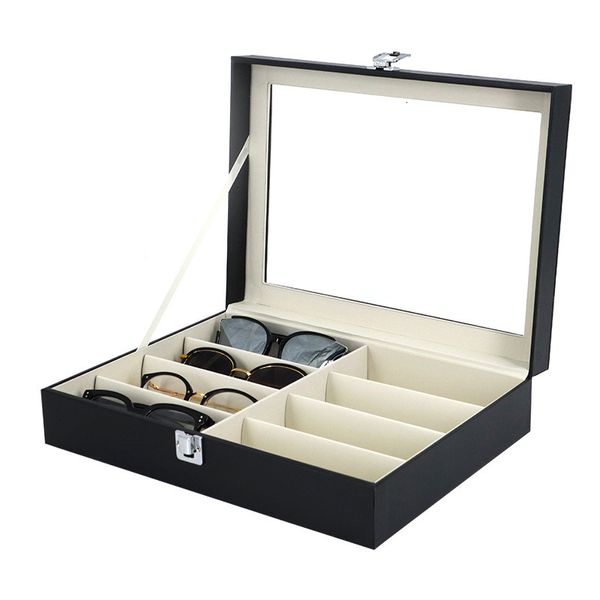 Boîtes à bijoux en cuir PU 8 bits, étui à lunettes, organisateur de lunettes de soleil vertes, boîte d'emballage d'affichage 230926