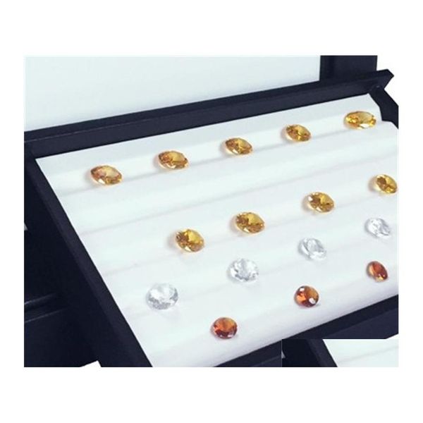 Boîtes à bijoux Aimant muet de qualité Er Superior Leather Diamond Display Box Mini Stone Storage Case Gemstone Holder 641 Q2 Drop Delive Dhe8A