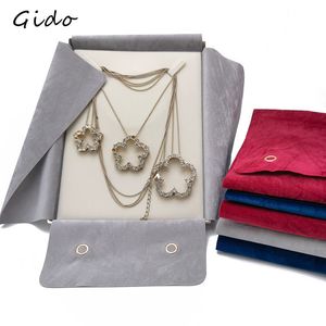 Cajas de joyería recomienda doble cara pulida suave tela perla collar bolsa embalaje titular colgante pantalla 230808