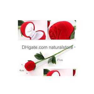 Cajas de joyería Forma de rosa roja Anillos de boda Colgantes Caja de regalo Pendientes Anillo Veet para hombres Día de San Valentín Entrega de gota Embalaje Displa DHDCV