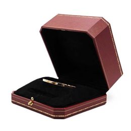 Boîtes à bijoux rétro rouge haut de gamme, boîte à bracelet octogonale, emballage de bijoux, bracelet d'amour L221021286t
