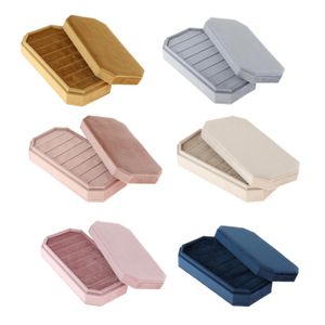 Cajas de joyería Soporte de anillos con tapa Contenedor de almacenamiento Caja de soporte para dedos Terciopelo para mesas de vestir Gabinetes Mujeres Niñas Cajón 230131