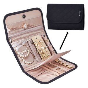 Jewelry Boxes Roll Foldable Jewelry Case Travel Jewelry Organizer Portable for Journey Earrings Rings Diamond Necklaces Brooches Storage Bag 230727