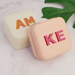 Sieradendoosjes Schaduw Monogram Reissieradendoosje Gepersonaliseerde geschenken Lederen reissieradendoosje met naam Bruidsmeisjesvoorstel Cadeaus voor haar 230904