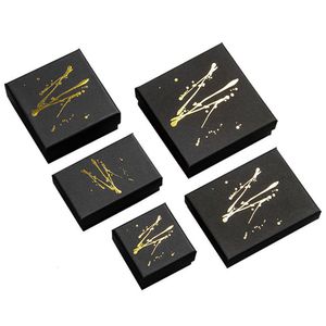 Sieradenboxen stam kartonnen doos rec vierkante veren letter bedrukt voor ring ketting oorrel armband cadeauverpakking case drop levering dh5bd