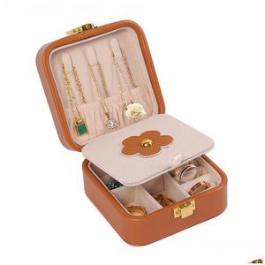 Boîtes à bijoux Boîte à bijoux de voyage étui de rangement en cuir PU boîtes à bijoux portables cadeau idéal pour petite amie et femme livraison directe juif Dhaw6