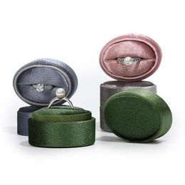 Cajas de joyería Veet Ring Box Elegante forma ovalada Single Double Gift Display Case Organizador para propuesta de compromiso Drop Delivery Packagi Otvka