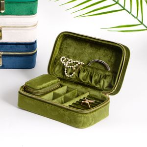 Sieradenboxen Velvet sieraden opslag oorrangboxen sieradendoos weergave Case Organizer Verpakking opslag voor thuisreizen Girl cadeau 230515