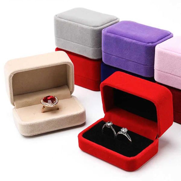 Boîtes bijoux Boîte à anneau en velours couple double anneau de boucle d'oreille affichage suggestion de fiançailles