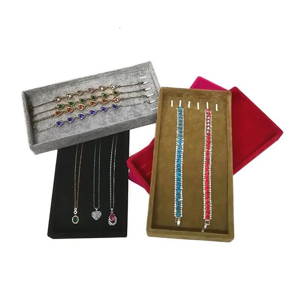 Boîtes à bijoux Plateau de velours Collier Bracelet Présentoir Chaîne Boîte de rangement Organisateur Palette Multi couleur Option 22 11 cm 231117