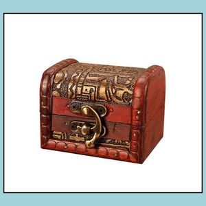 Sieradendozen Vintage Box Organizer Opbergkoffer Mini Hout Bloempatroon Metalen Container Handgemaakte Houten Kleine Drop Delivery Packag Otsfm