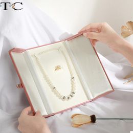 Boîtes à bijoux Vintage Double Anneau Ouvert Collier Boîte Proposition Diamant Emballage Vacances Cadeau Perle 230621