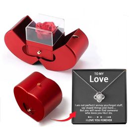 Sieradendozen Vintage ketting voor vrouwen Moederdag cadeau Mijn liefde kristallen hanger Luxe designer sieraden voor geliefden met Rosebox Drop 231216